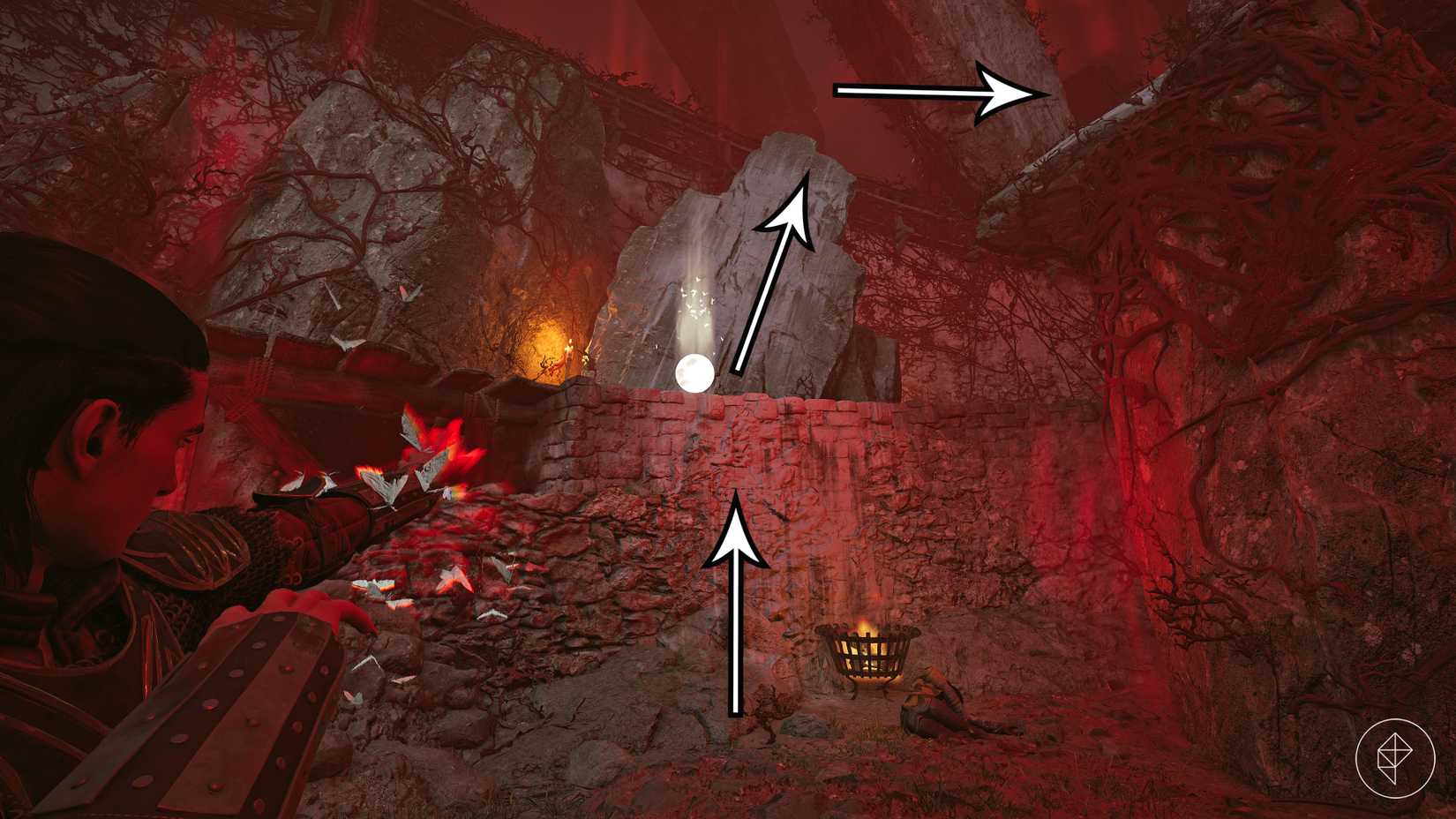The path into Greifberg Castle during the 'Midnight Reckoning' quest in The Blood of Dawnwalker.