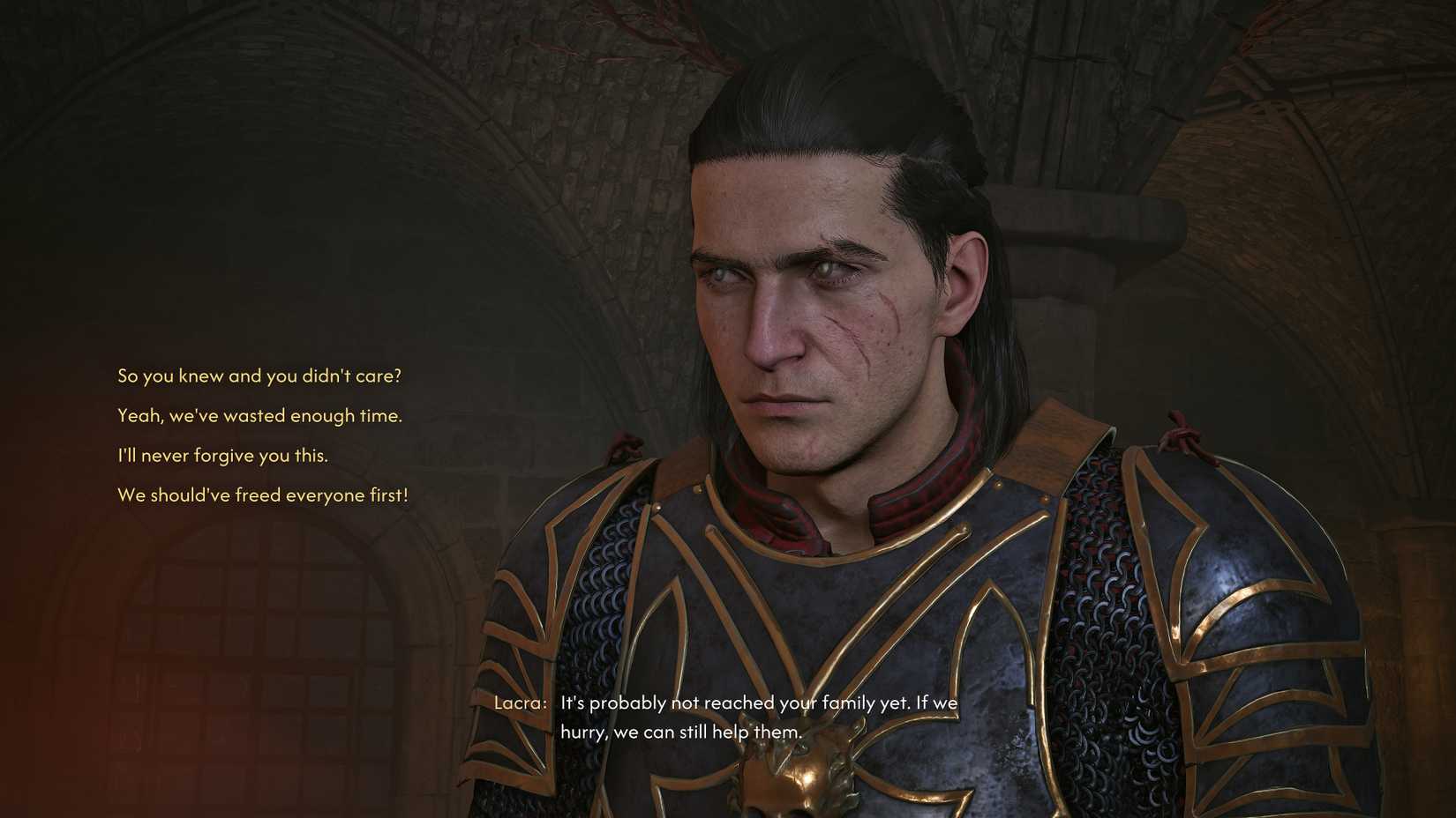 Coen gets mad at Lacra during the 'Midnight Reckoning' quest in The Blood of Dawnwalker.
