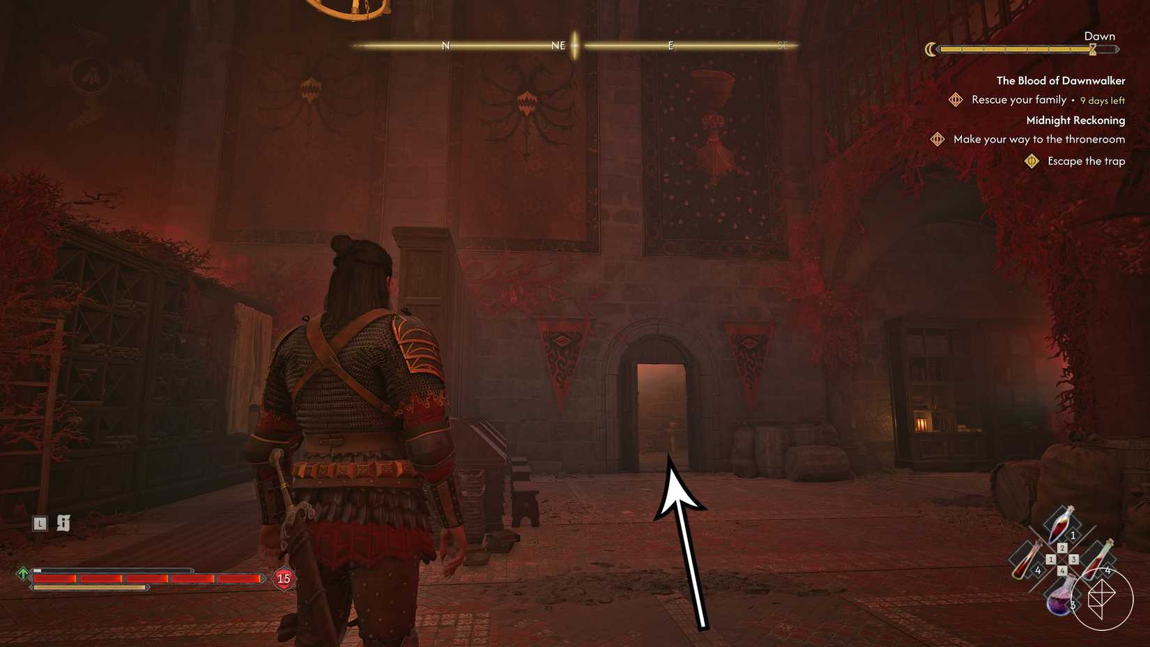 The second door to escape the trap in the 'Midnight Reckoning' quest in The Blood of Dawnwalker.