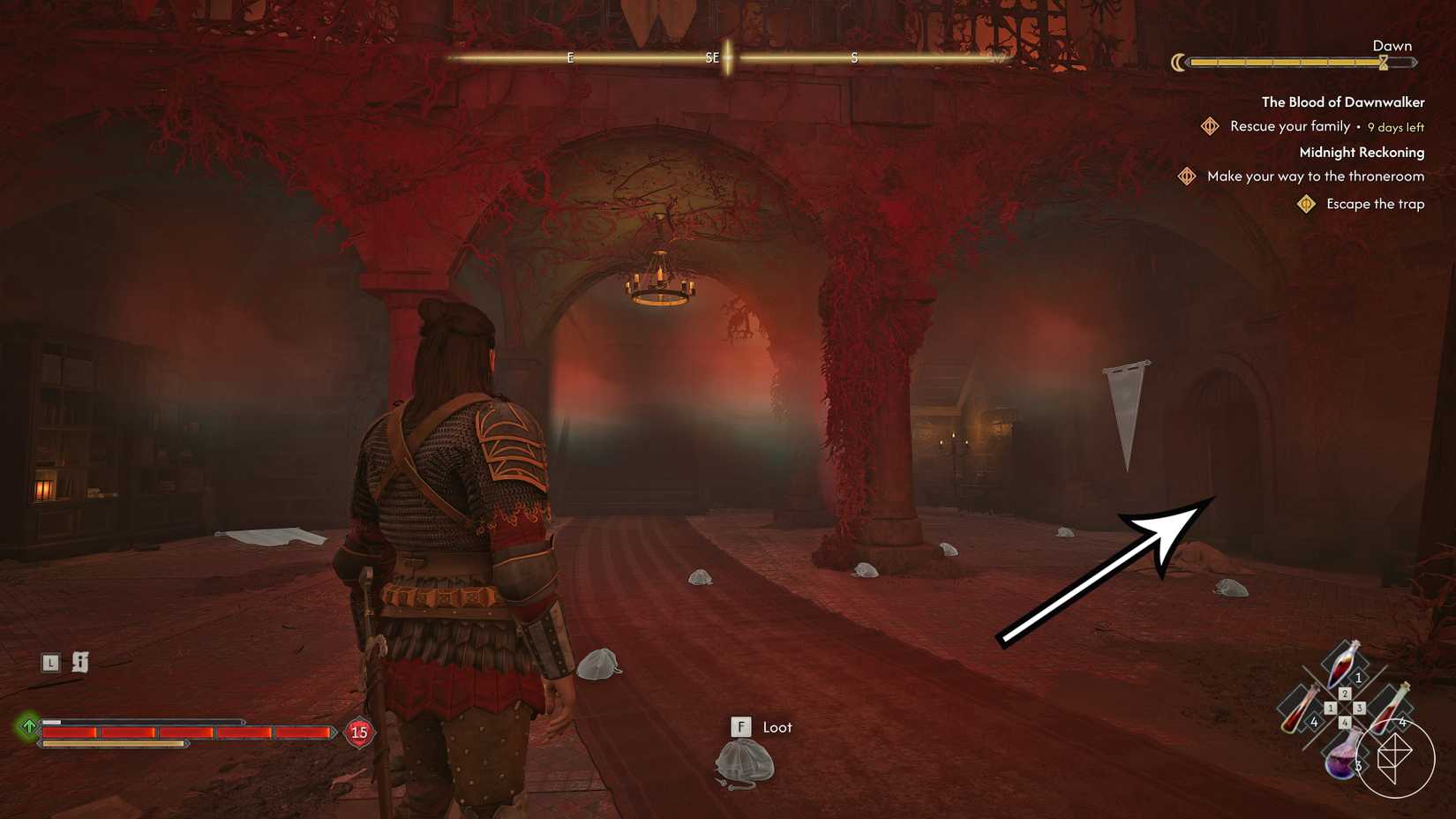 The third door to escape the trap in the 'Midnight Reckoning' quest in The Blood of Dawnwalker.