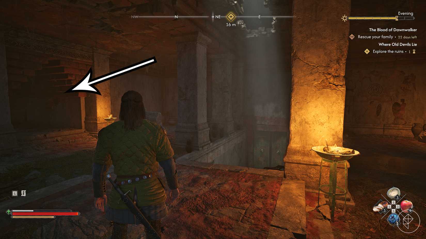 A side room filled with hidden enemies in the "Stronger Than Achilles" quest in The Blood of Dawnwalker.