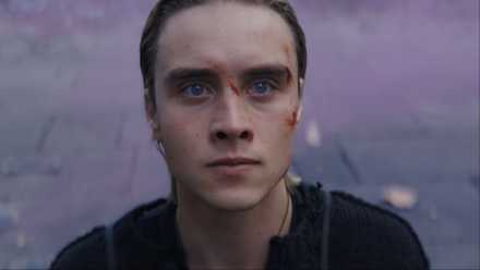 haymitch faces snow in sunrise on the reaping