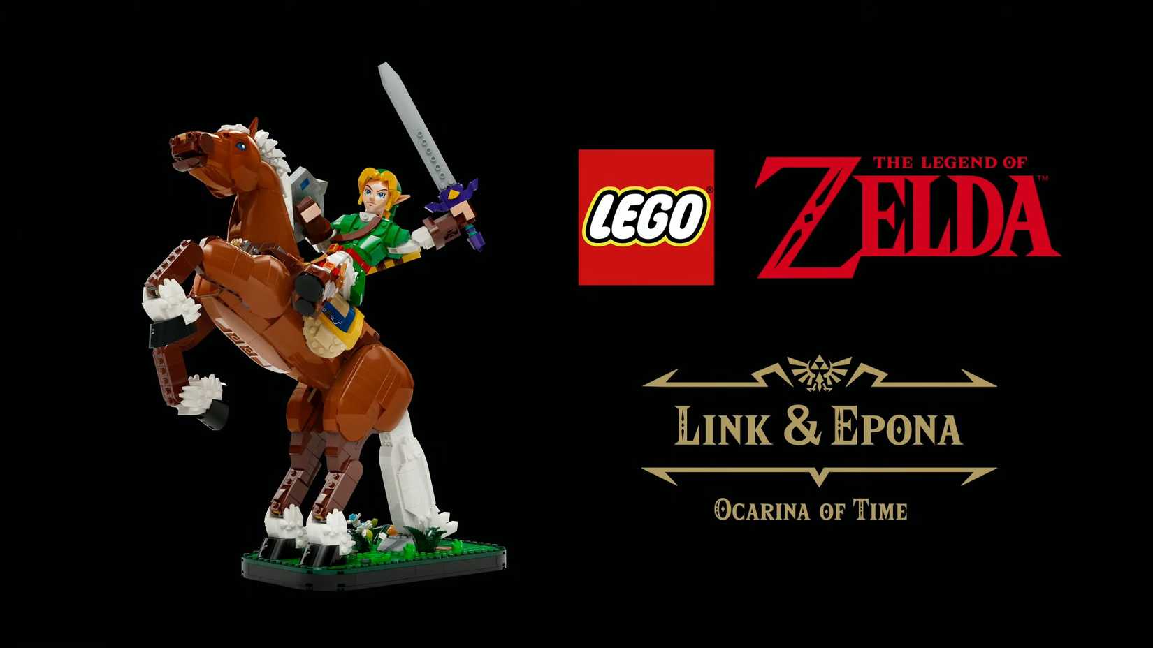 A lego version of Link on his horse Epona