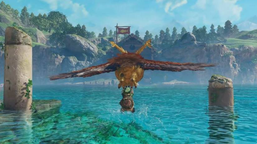 Link rides an owl in The Legend of Zelda: Ocarina of Time.