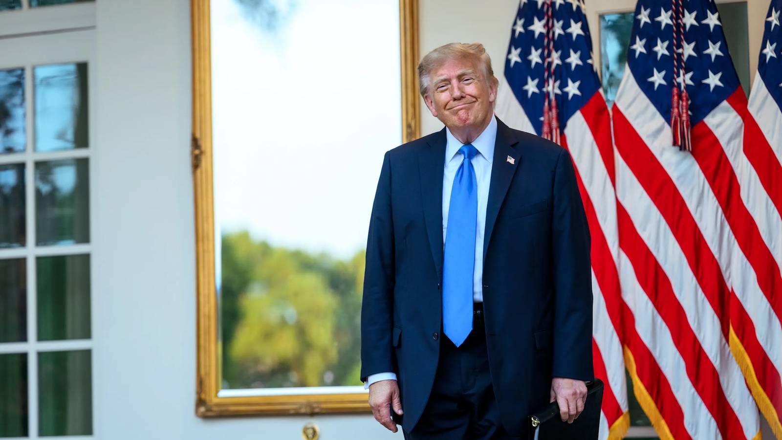 Donald Trump outside of the White House