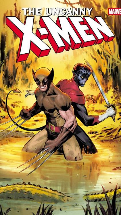 Wolverine and Nightcrawler stand back-to-back against an off-page threat