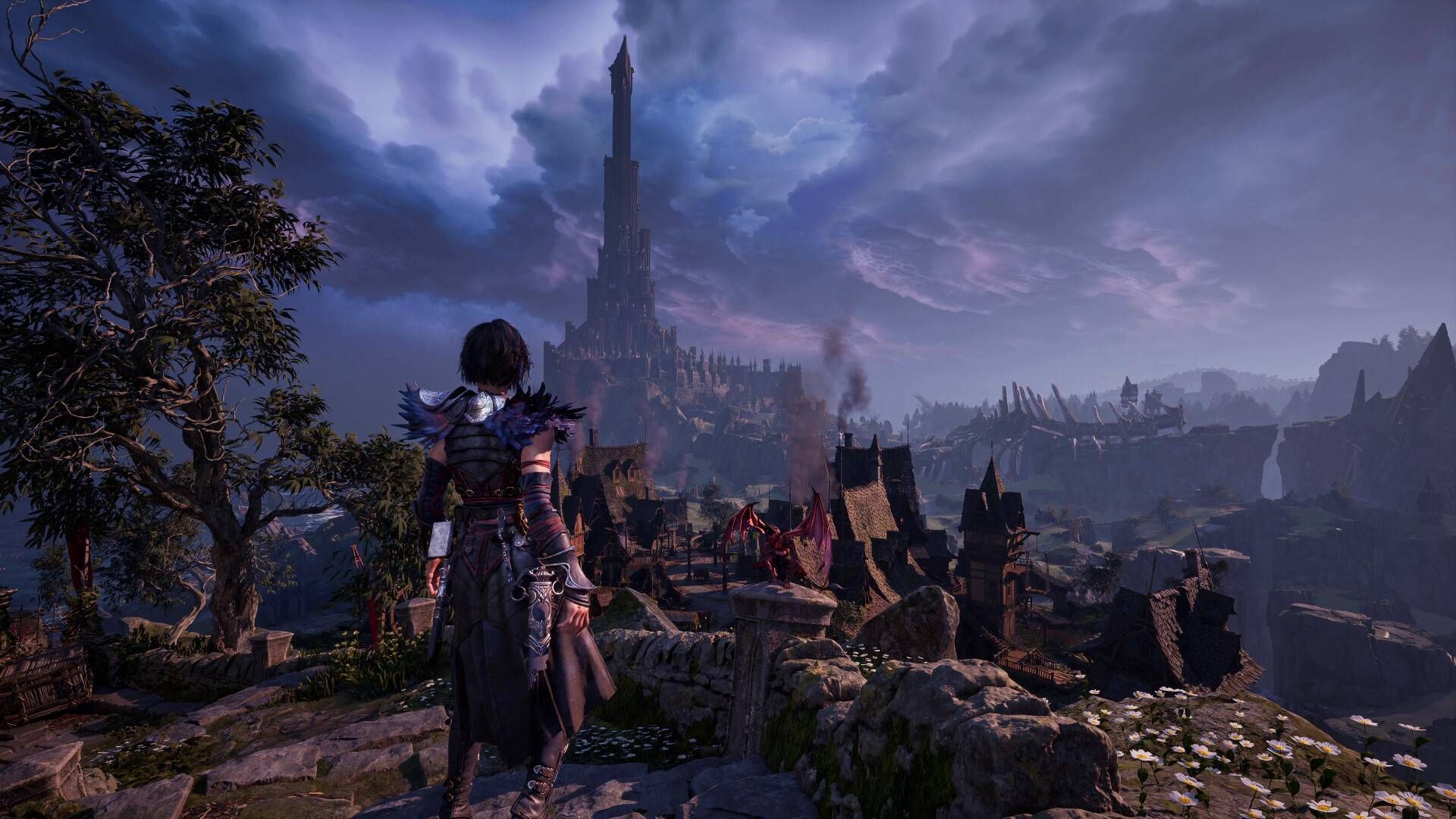 Kaatri standing at the top of a staircase in Warlock.