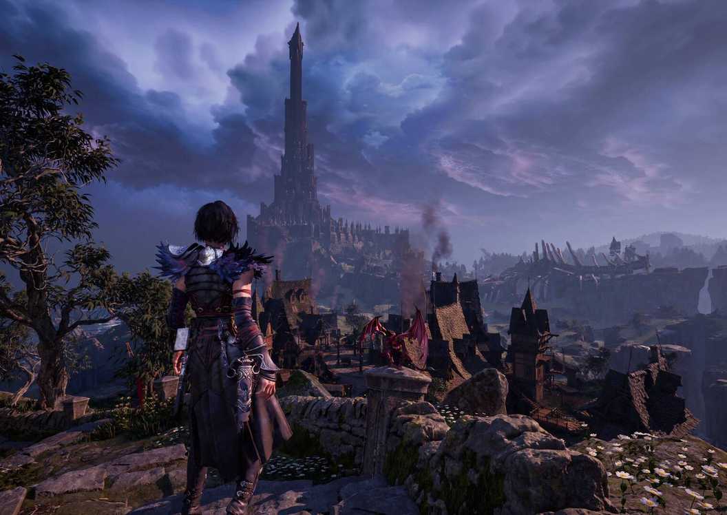 Kaatri standing at the top of a staircase in Warlock.