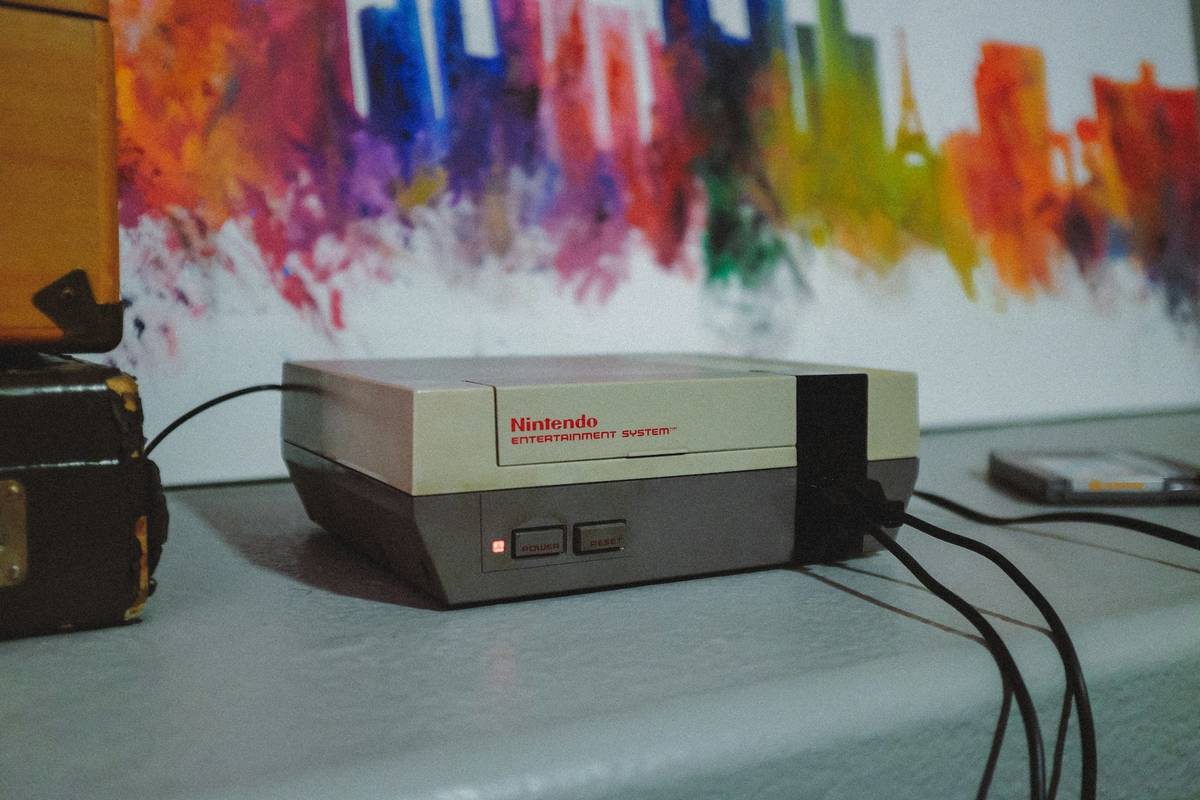 Nintendo Switch console running a retro menu interface with various games