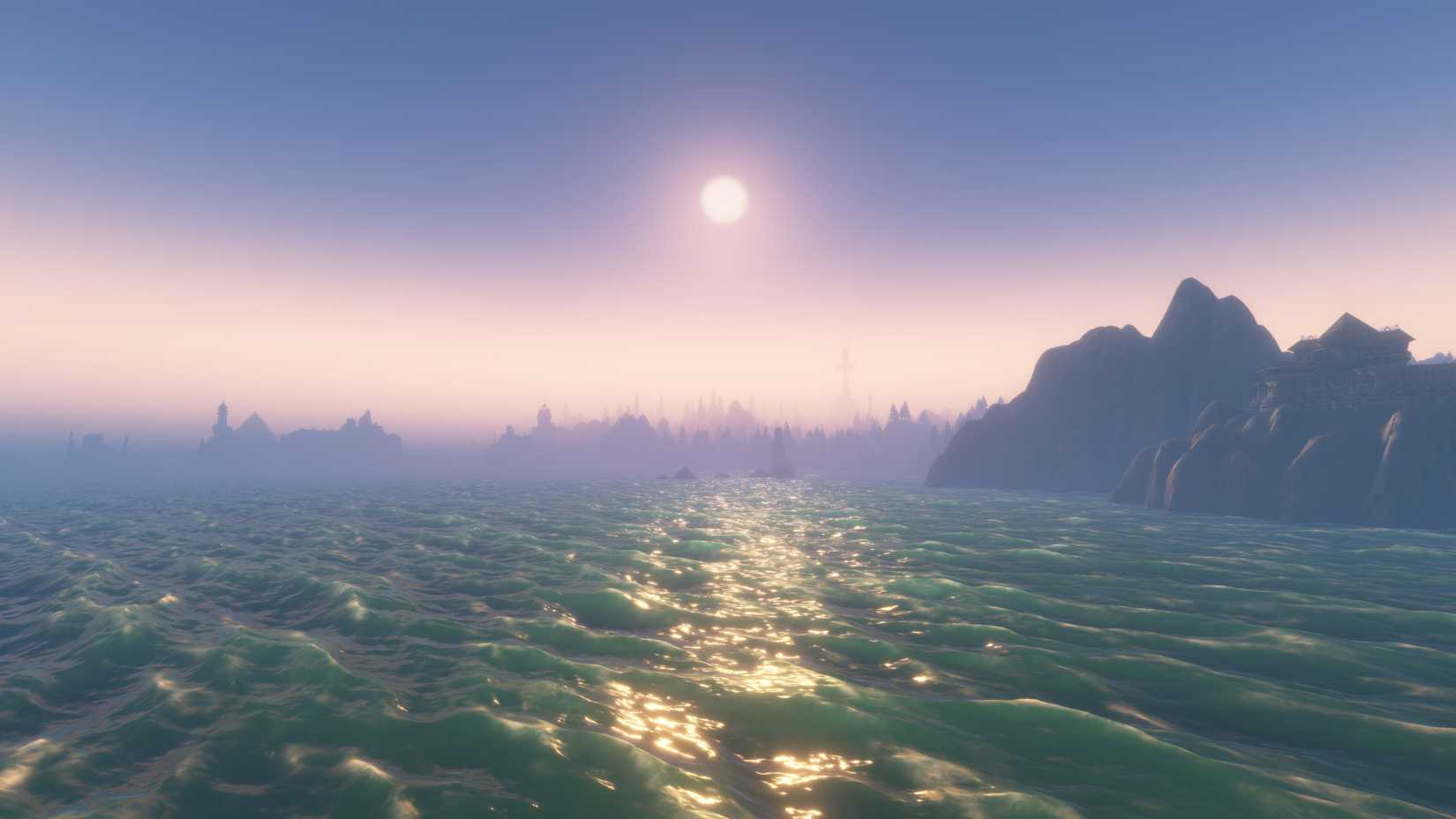 Sun shines over a seascape