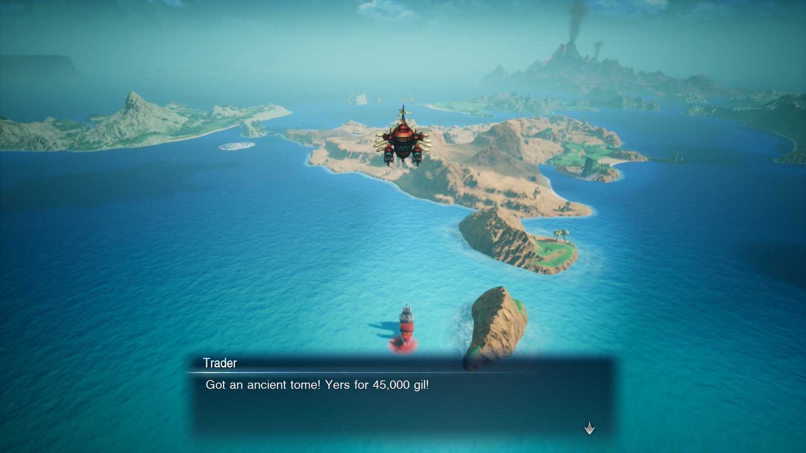 A merchant ship sells an Ancient Tome in Final Fantasy Resonance.
