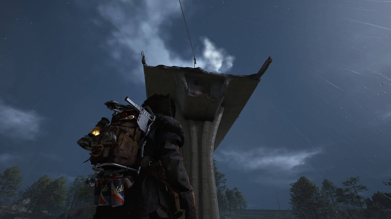 The player in Arc Raiders looking up at Bilguun's hideout.