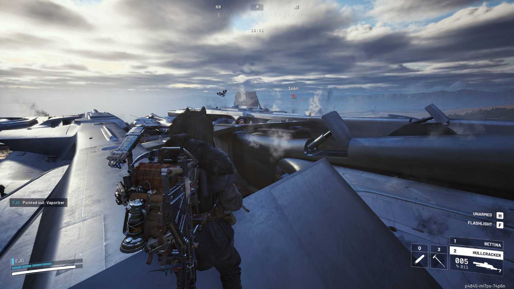 The player standing atop the Frigate with a Rocketeer and a Vaporizer in the distance in Arc Raiders.