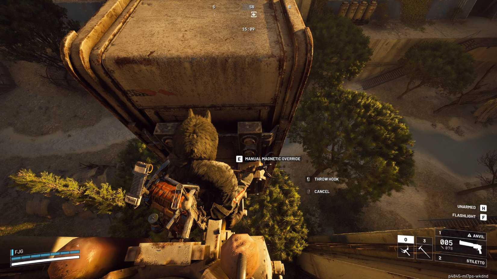 The player in Arc Raiders on top of the crate to override the magnetic lock.