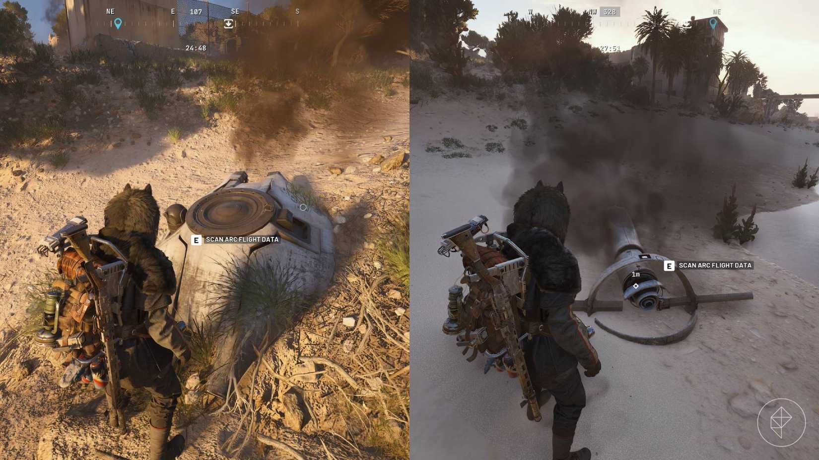The player standing in front of an Arc probe and an Arc courier in Arc Raiders.
