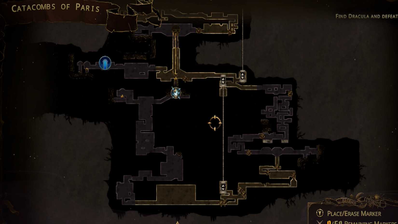 A map showing where the Boatman fast travel point is in Castlevania Belmont's Curse