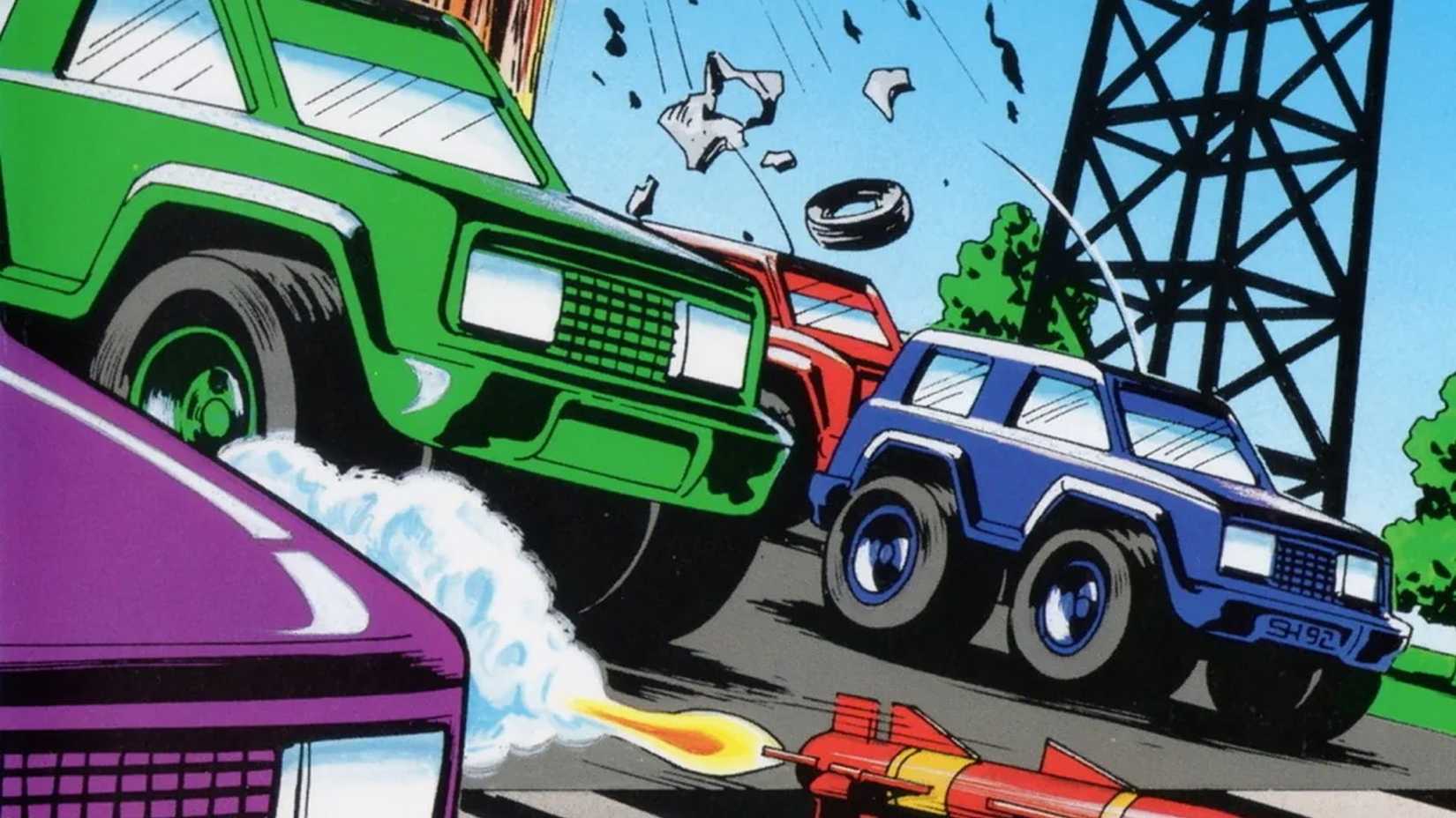 Championship Pro-Am cropped cover art shows a lineup of sketched vehicles with one of them firing a missile