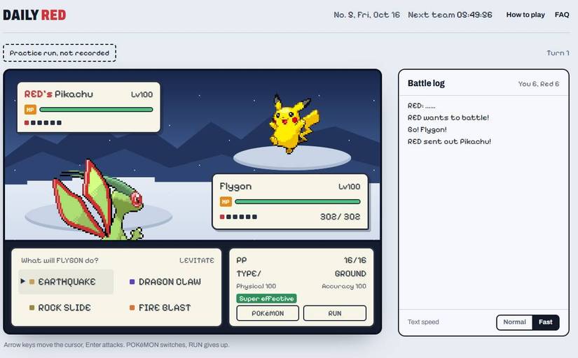The Daily Red Pokemon game.
