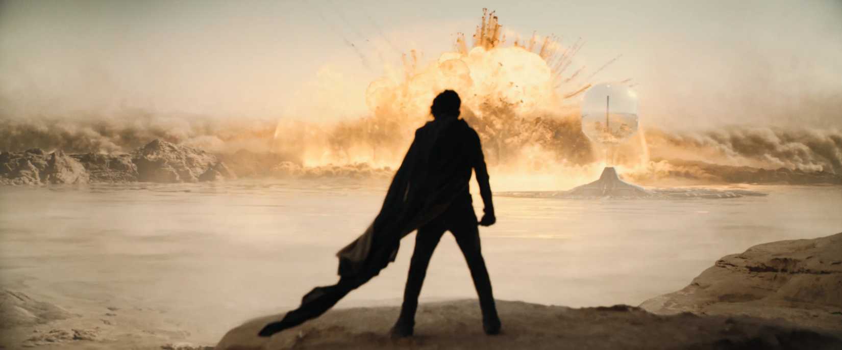 Paul facing an explosion in Dune Part Two