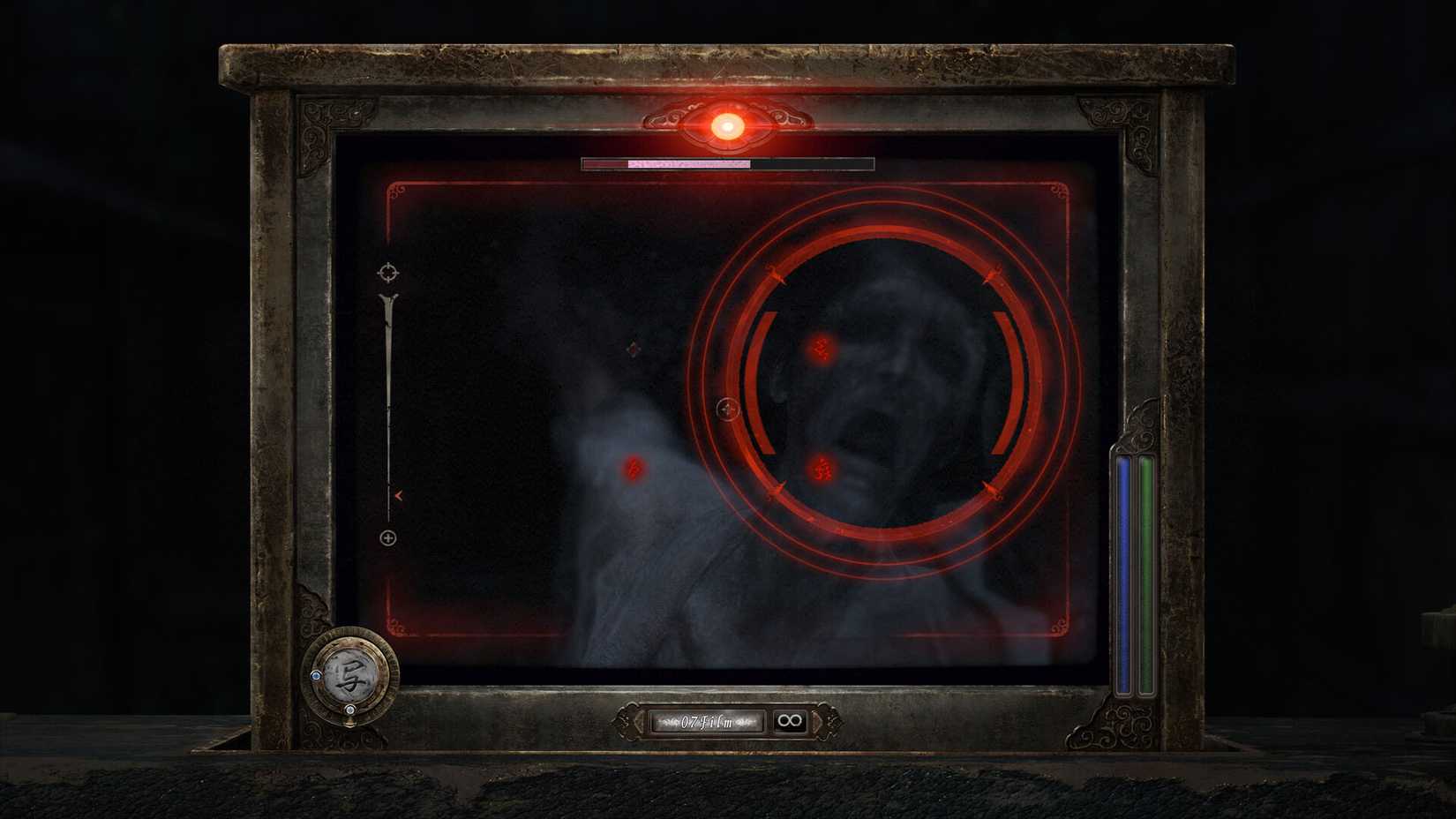 A Fatal Frame 2 Crimson Buttlerfly screenshot showing the camera HUD