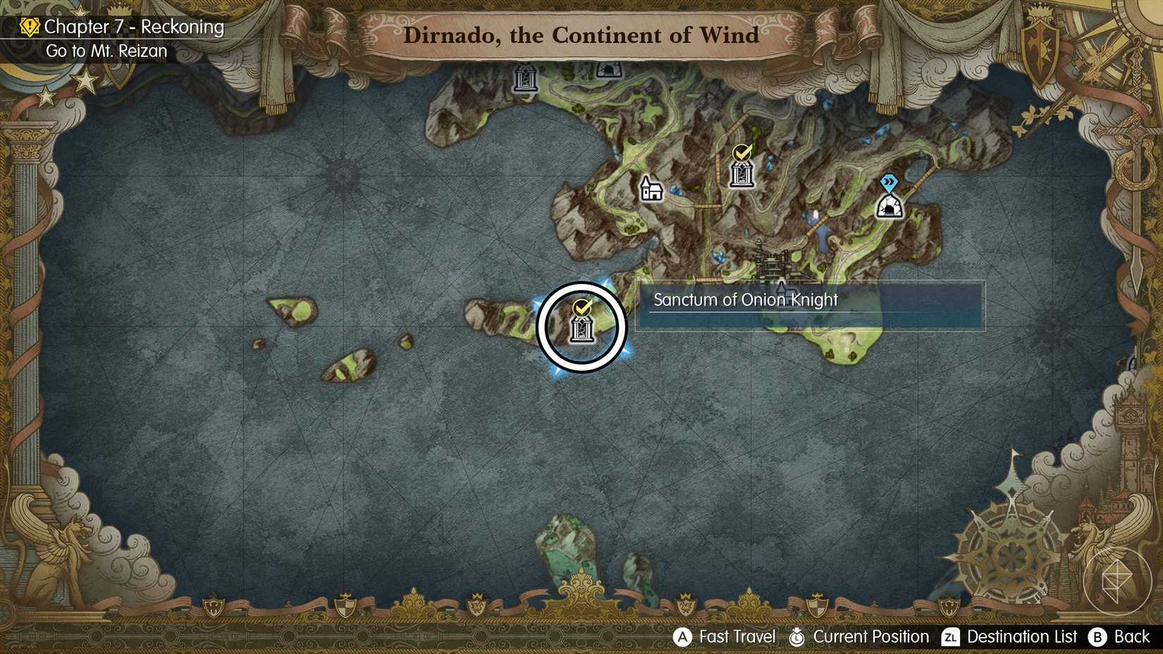 A Final Fantasy Resonance map showing where you can find the Onion Knight