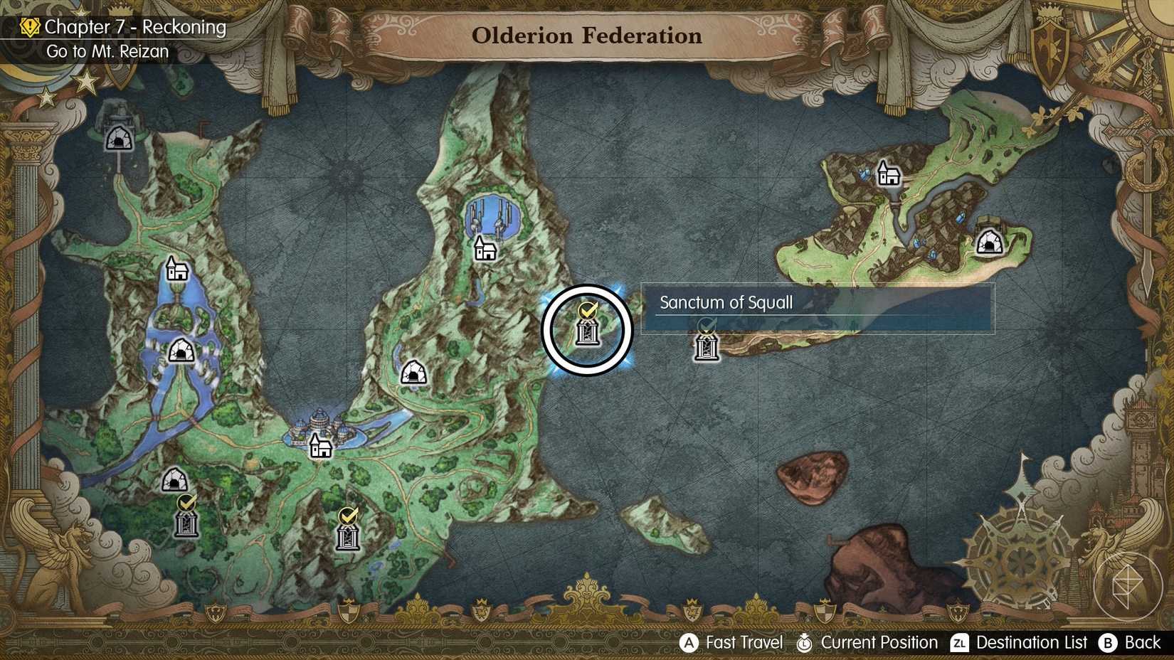 A Final Fantasy Resonance map showing where you can find Squall