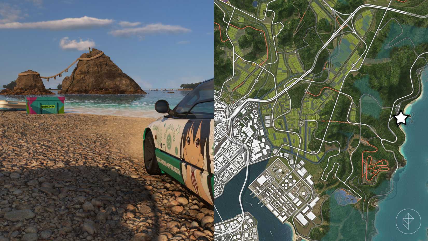 A Forza Horizon 6 montage showing the box location for the Series 6 treasure hunt