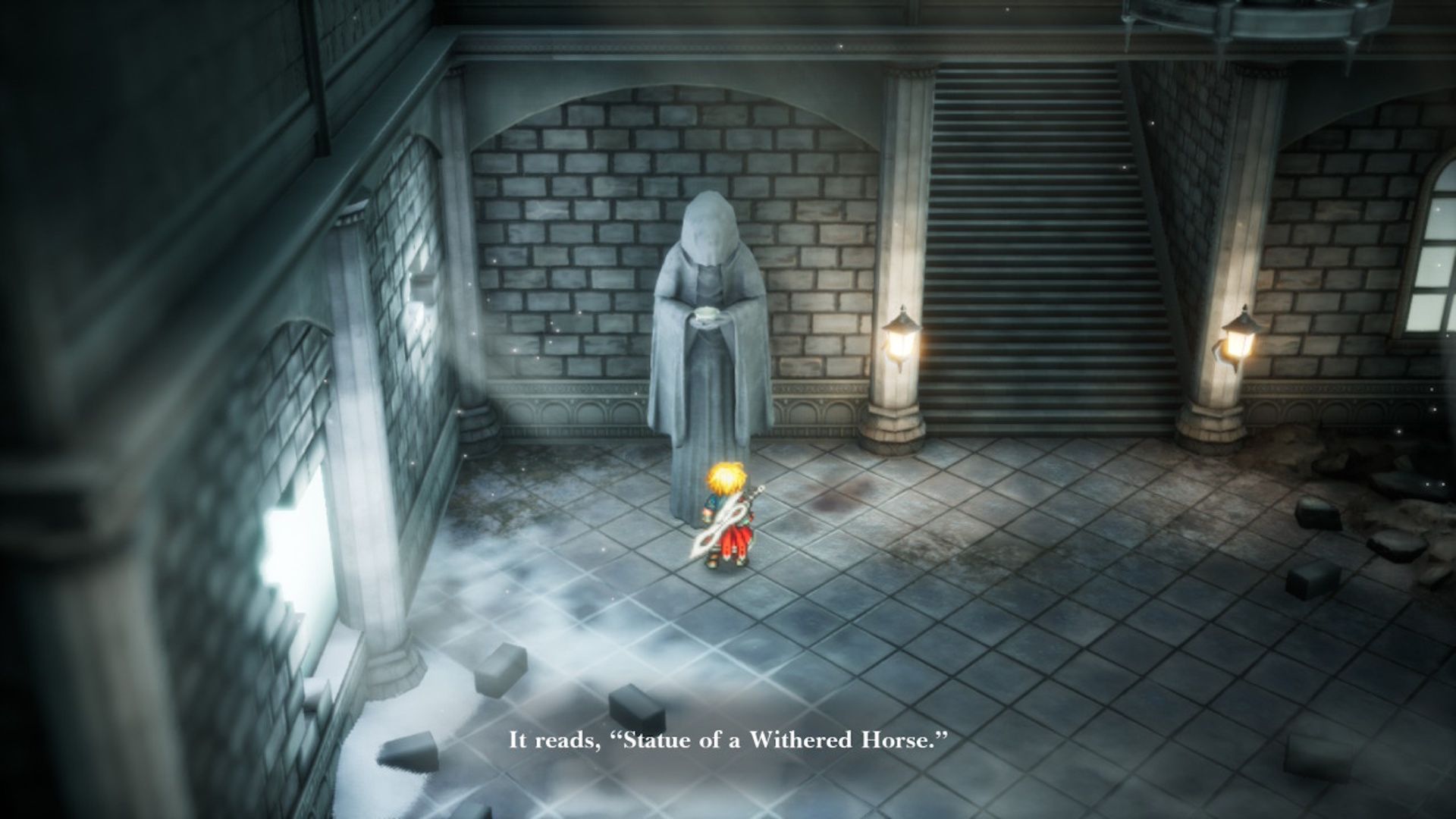 The withered horse statue in Final Fantasy Resonance