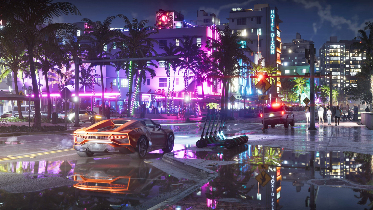 GTA 6 nightlife filled with sports cars and neon lights