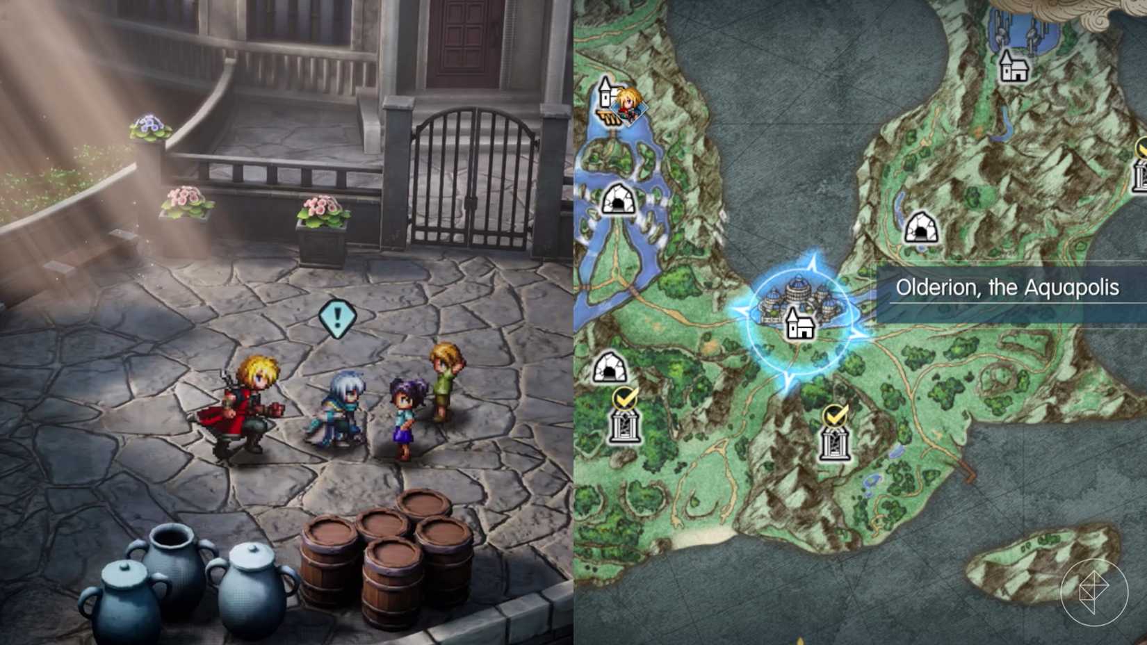 Rain approaches Nichol with a side quest marker over his head in Final Fantasy Resonance