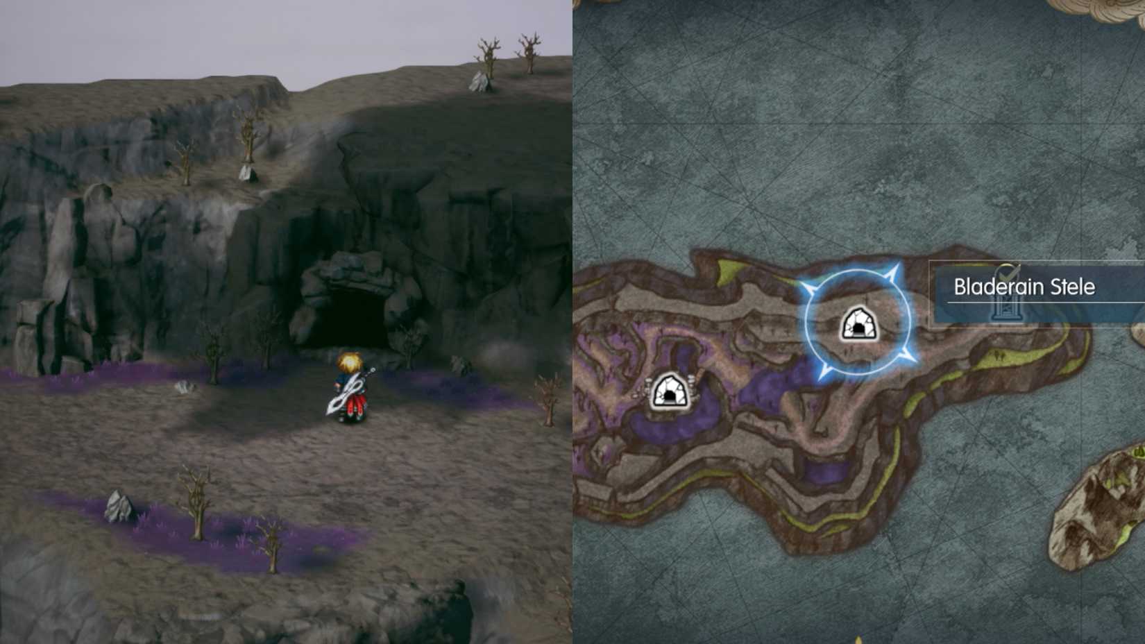 Rain approaches a dark cave in Final Fantasy Resonance