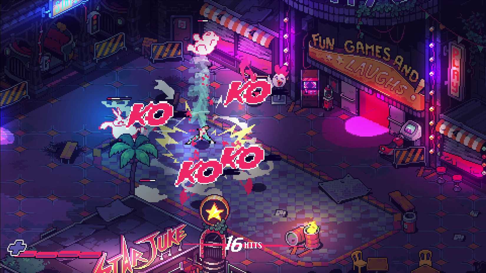 A character punches the ground in Knuckle Paradise.