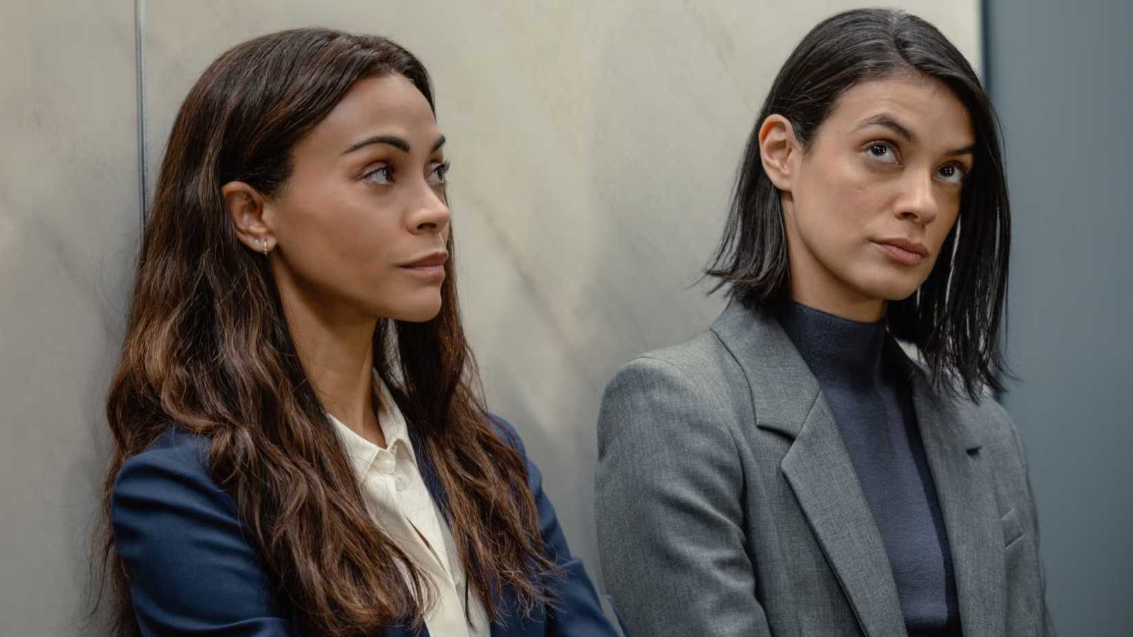 Zoe Saldaña, left, and Laysla De Oliveira in a scene from Lioness.