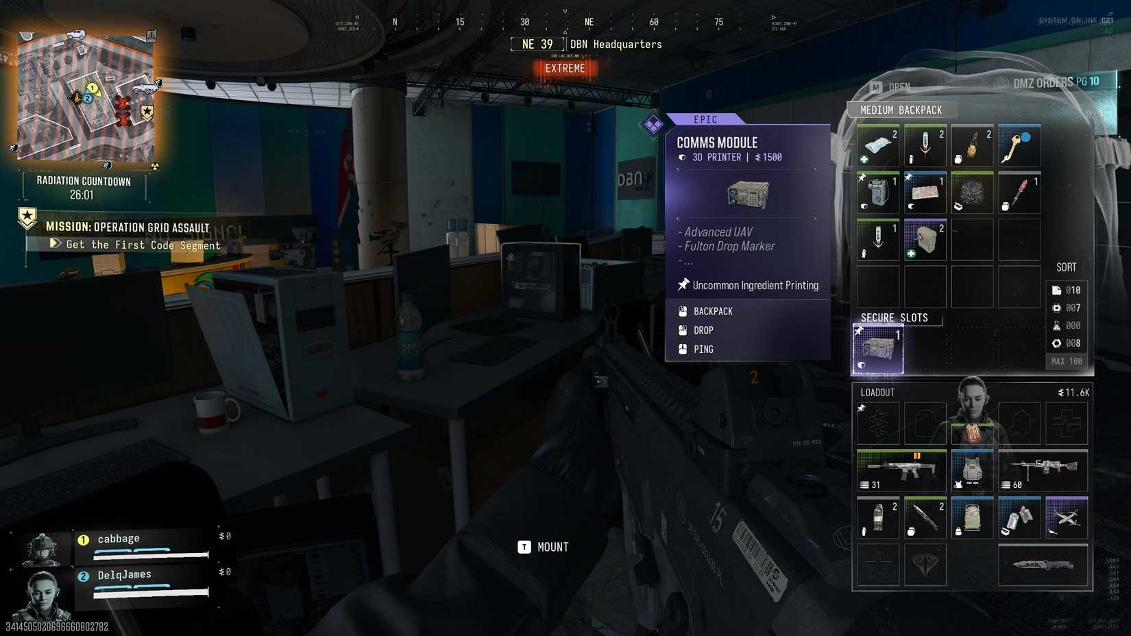 How to get comms modules in DMZ in Modern Warfare 4 7 A comms module in the player's inventory in DMZ.