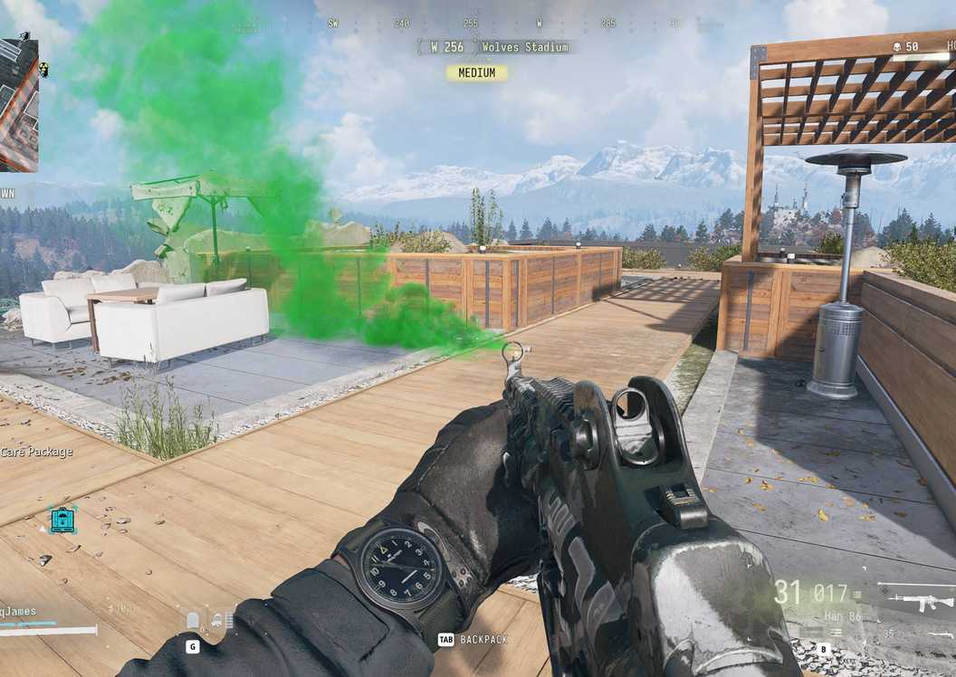The green flare coming from a fulton drop marker in DMZ.