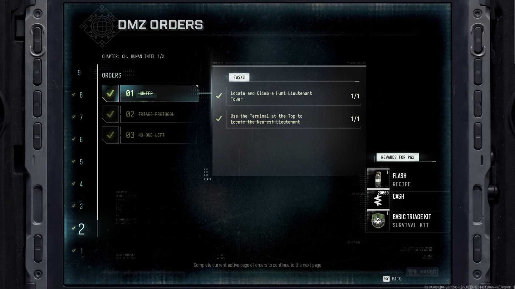 The Human Intel chapter in the orders on DMZ.