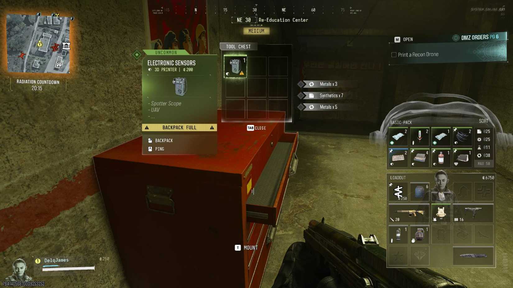 A toolstation with an electronic sensor on top in DMZ in Modern Warfare 4.