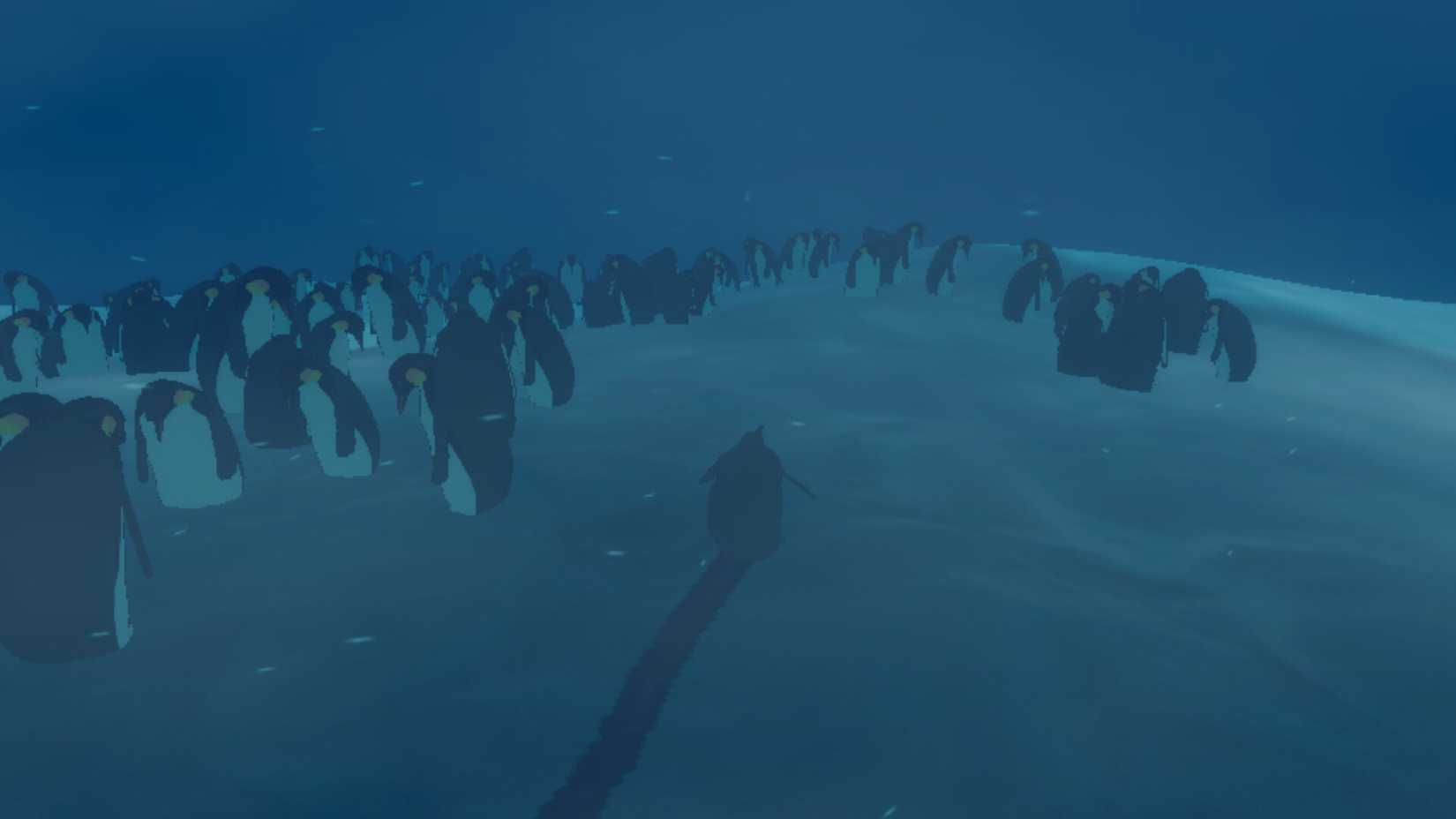 Penguins stand on an icy landscape in Penguin Colony.
