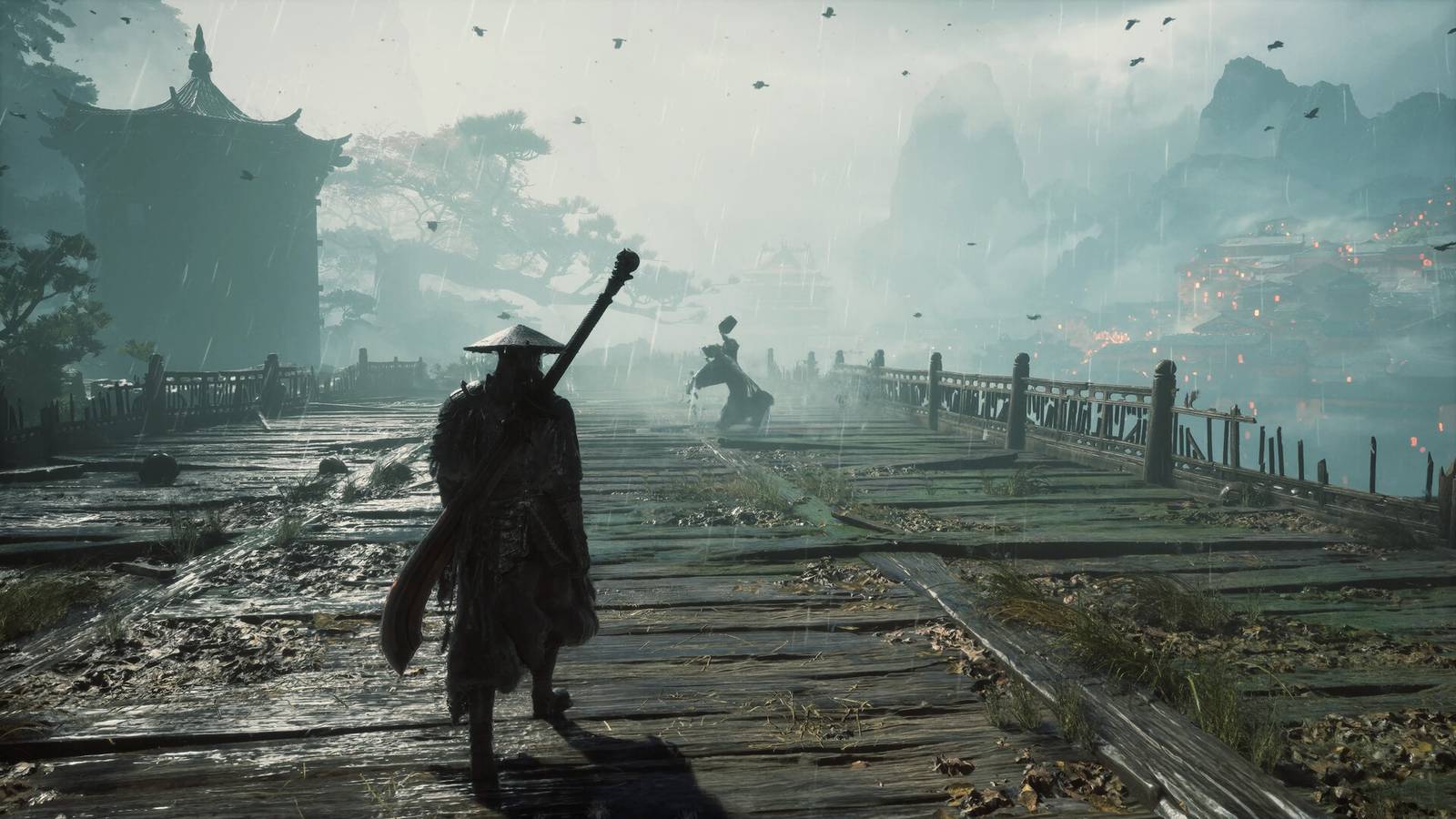 Soul walks down a bridge in slow-mo in Phantom Blade Zero