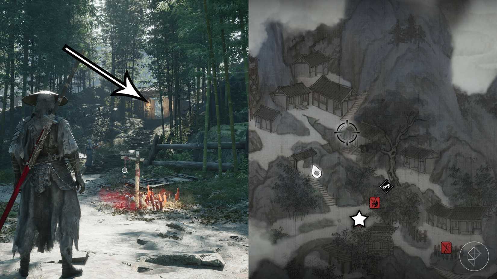 A Phantom Blade Zero montage showing the path fo find the cell key in the Outpost