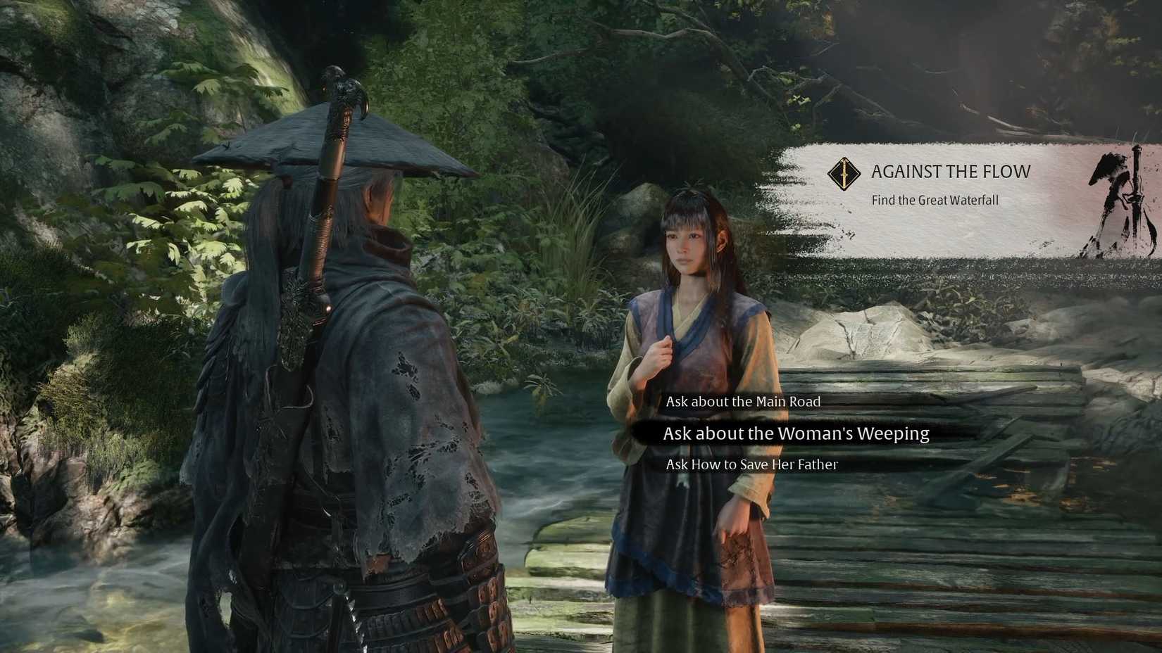 A Phantom Blade Zero screenshot showing Soul talking to Yu'er