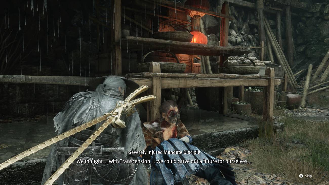 A Phantom Blade Zero screenshot showing a man whose face is covered by smoke