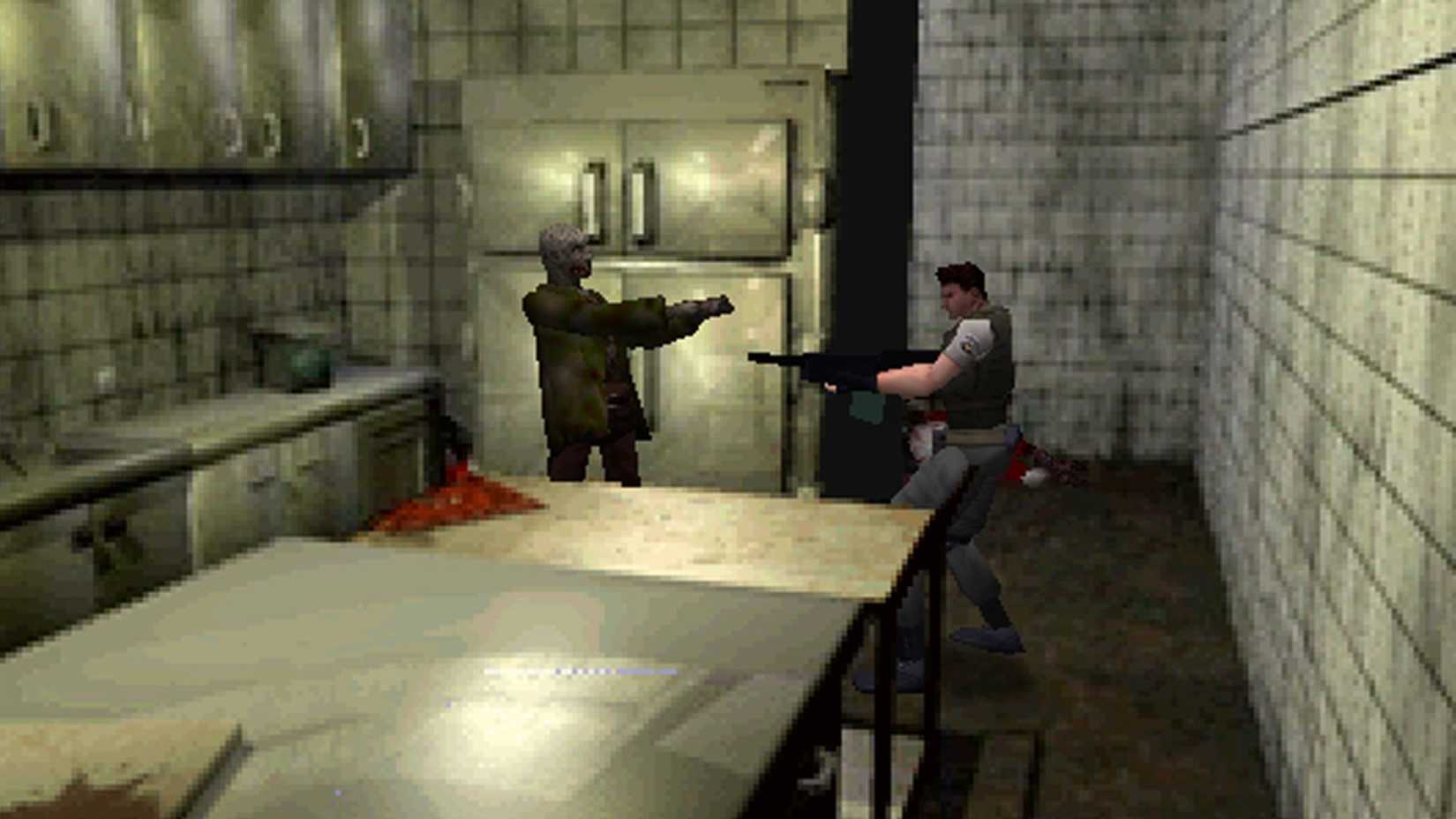 A scene from the original Resident Evil