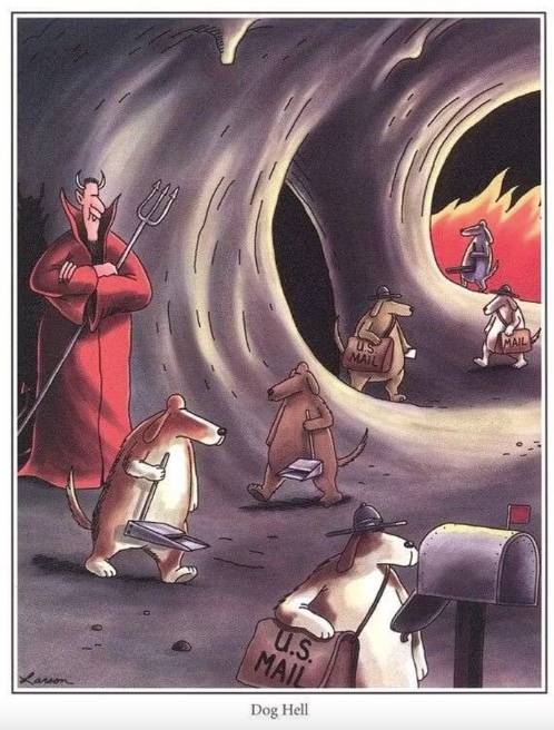 The Far Side dog hell