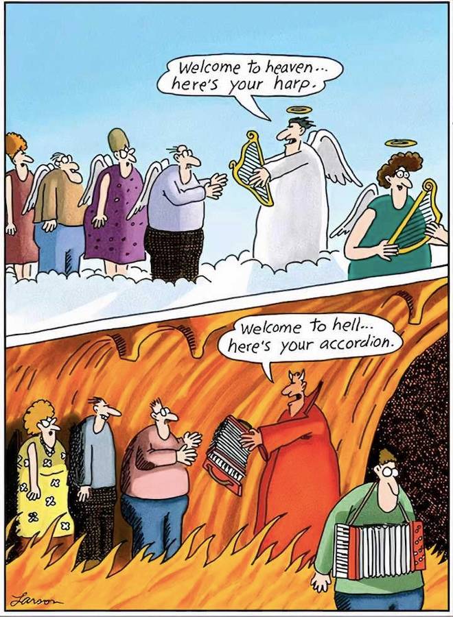 The Far Side heaven hell