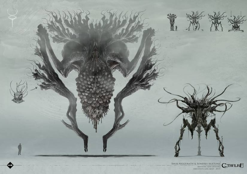 shub-niggurath and her dark young art by Loïc Muzy