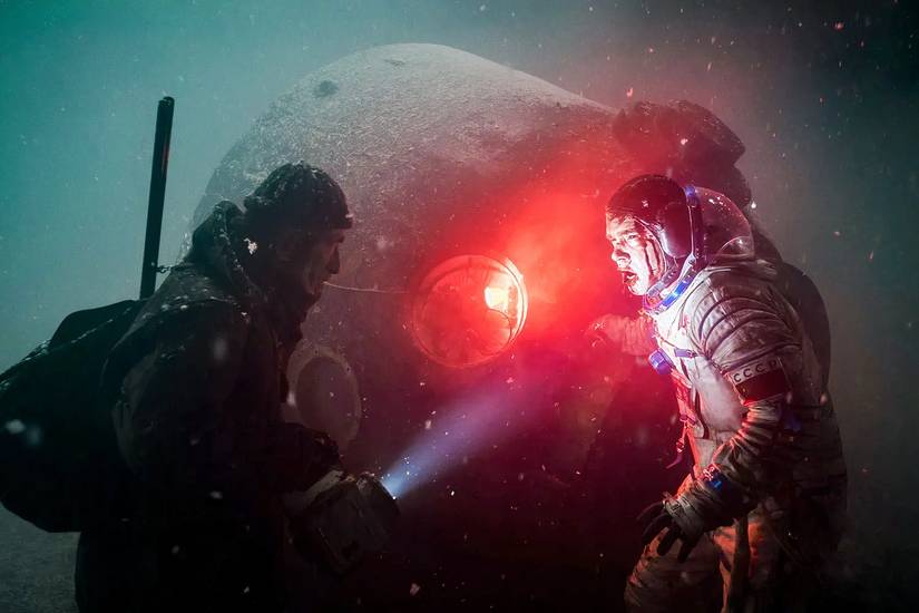 Two astronauts navigate a dangerous situation in Sputnik