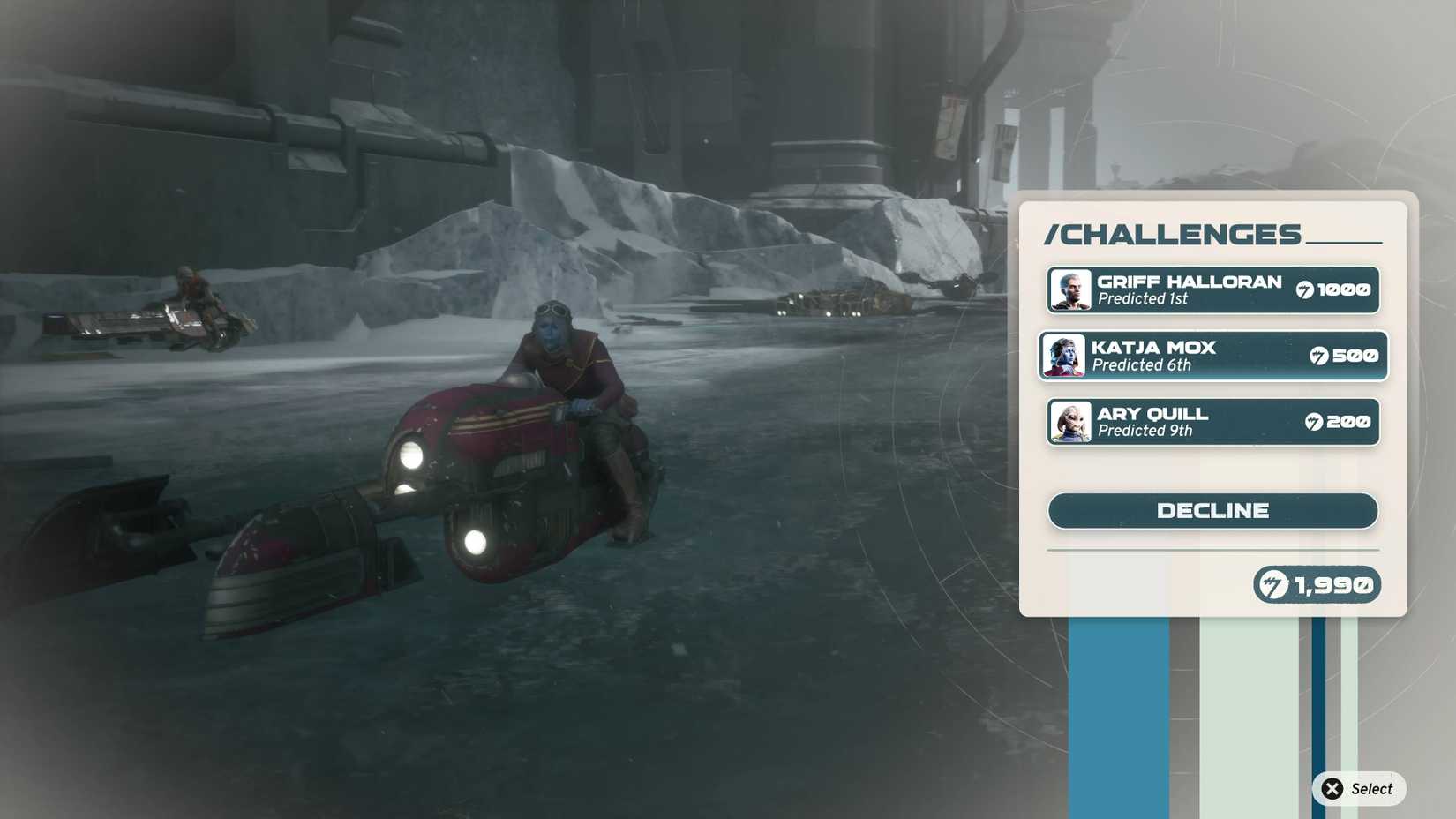 Sidebet options in Star Wars: Galactic Racer.
