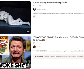A screenshot of Star Wars monetized hate content on YouTube