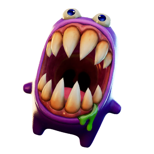 A Fortnite sprite with a massive mouth and teeth